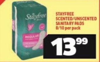 STAYFREE SCENTED/UNSCENTED SANITARY PADS 8/10 per pack