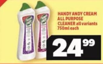 Usave HANDY ANDY CREAM ALL PURPOSE CLEANER all variants 750ml each offer