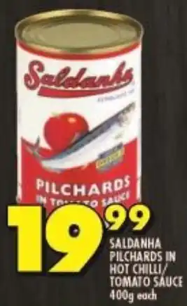 Shoprite SALDANHA PILCHARDS IN TOMATO SAUCE 400g each offer