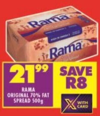 Shoprite RAMA ORIGINAL 70% FAT SPREAD 500g offer