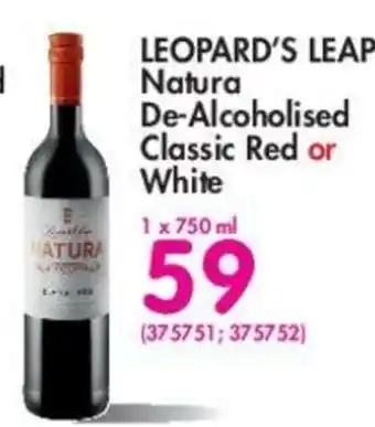 Leopard's Leap Natura De-Alcoholised Classic Red or White 750ml