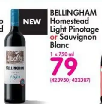 Bellingham Homestead Light Pinotage or Sauvignon Blanc 750ml