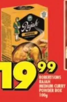 Shoprite ROBERTSONS RAJAH MEDIUM CURRY POWDER BOX 100g offer