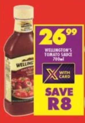 Shoprite WELLINGTON'S TOMATO SAUCE 700ml offer