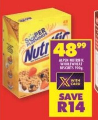Shoprite ALPEN NUTRIFIC WHOLEWHEAT BISCUITS 900g offer