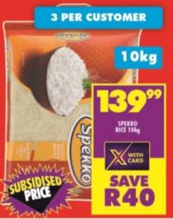 Shoprite Spekko Rice 10kg offer