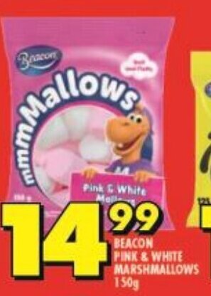 Shoprite BEACON PINK & WHITE MARSHMALLOWS 150g offer