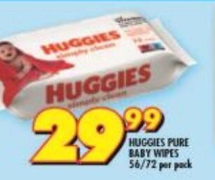 Shoprite HUGGIES PURE BABY WIPES 56/72 per pack offer