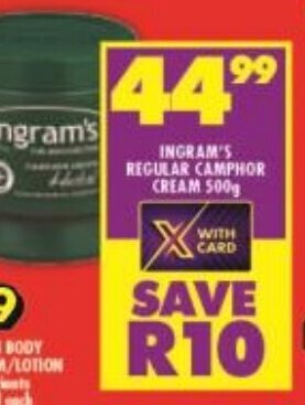 Shoprite INGRAM'S REGULAR CAMPHOR CREAM 500g offer