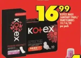 Shoprite KOTEX MAXI SANITARY PADS/ PANTYLINERS 10/16/20 offer