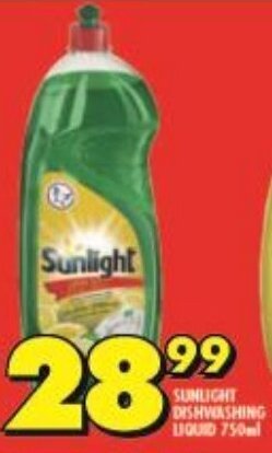 Shoprite SUNLIGHT DISHWASHING LIQUID 750ml offer