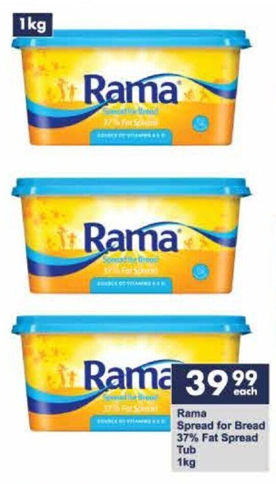 Rama Spread for Bread 37 Fat Spread Tub 1kg offer at President Hyper