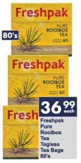 Freshpak Pure Rooibos Tagless Tea Bags 80's