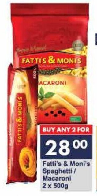 President Hyper Fatti's & Moni's Spaghetti / Macaroni 2 x 500g offer