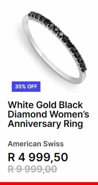 White gold black diamond women's annoversary ring