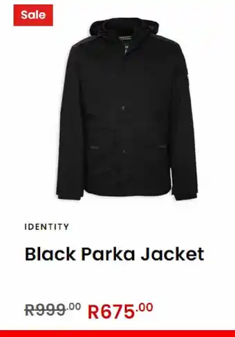 Identity Black parka jacket offer