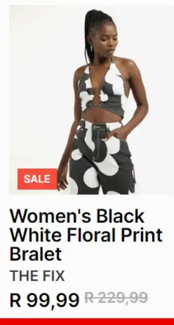 The FIX Women's black white floral print bralet offer