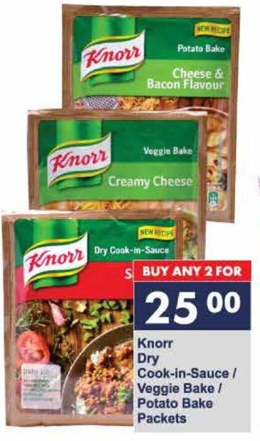Knorr Dry CookinSauce/ Veggie Bake / Potato Bake Packets offer at