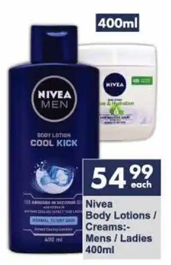President Hyper Nivea Body Lotions/Creams:- Mens./Ladies 400ml offer
