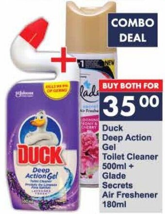 President Hyper Duck Deep Action Gel Toilet Cleaner 500ml+Glade Secrets Air Freshener 180ml offer