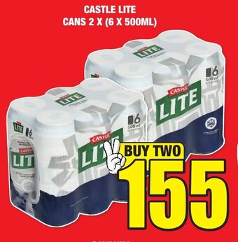 Boxer Liquors CASTLE LITE CANS 2 X (6 X 500ML) offer