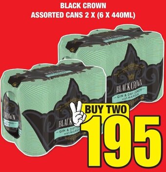 Boxer Liquors BLACK CROWN ASSORTED CANS 2 X (6 X 440ML) offer