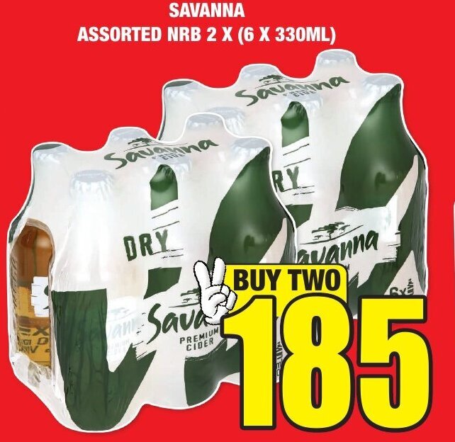 SAVANNA ASSORTED NRB 2 X (6 X 330ML) offer at Boxer Liquors