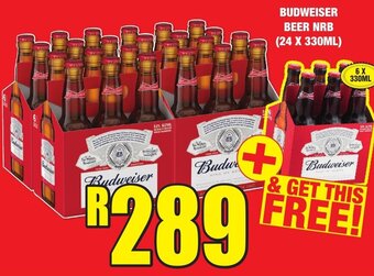 Boxer Liquors BUDWEISER BEER NRB (24 X 330ML) offer