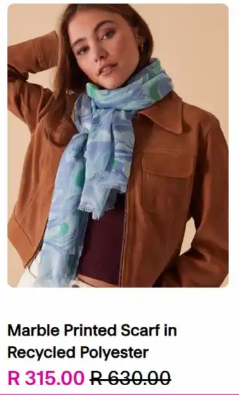 Marble printed scarf in recycled polyester