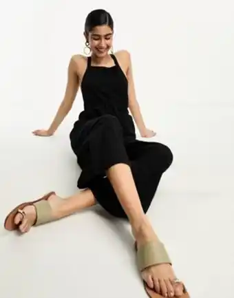 Asos Lola may tie waist cross back jumpsuit in black offer