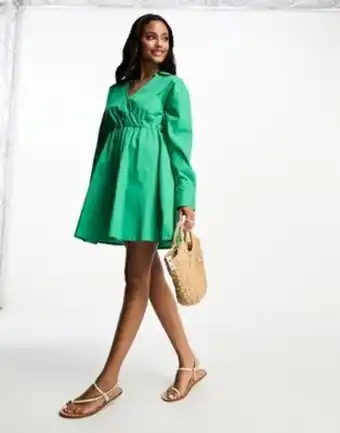 Asos Influence shirt skater dress in green offer