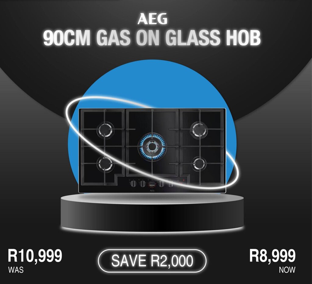 AEG 90CM GAS ON GLASS HOB offer at Masons