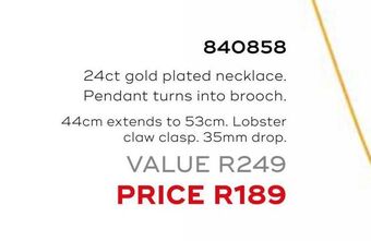 24ct gold plated necklace. pendant turns into brooch.