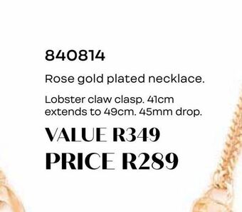Honey Fashion Accessories Rose gold plated necklace offer