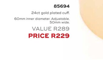 Honey Fashion Accessories 24ct gold plated cuff offer
