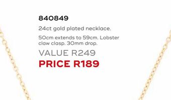 Honey Fashion Accessories 24ct gold plated necklace offer