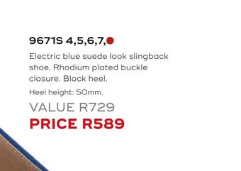 Honey Fashion Accessories Electric blue suede look slingback shoe offer