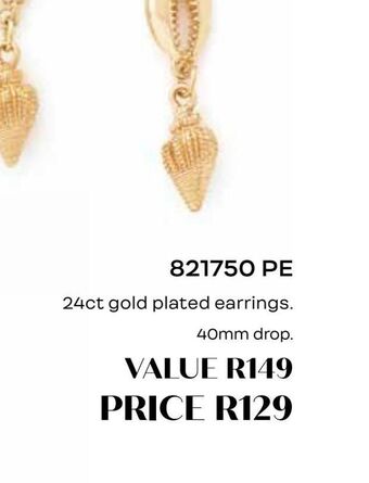 Honey Fashion Accessories 24ct gold plated earrings 40mm drop offer