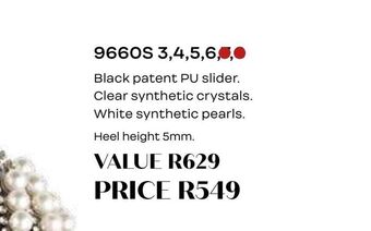 Honey Fashion Accessories Black patent pu slider clear synthetic crystals white synthetic pearls offer