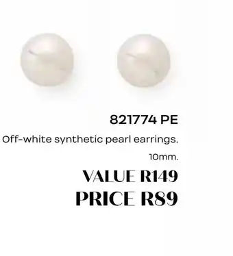 Honey Fashion Accessories Off-white synthetuc pearl earrings offer
