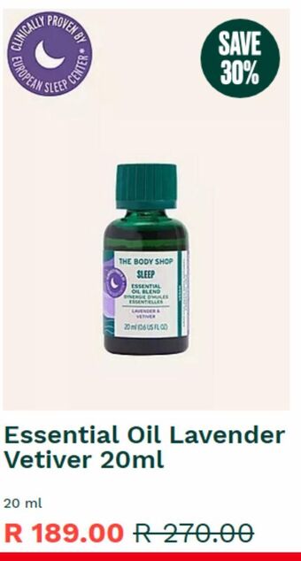 The Body Shop Essential oil lavender vetiver 20ml offer