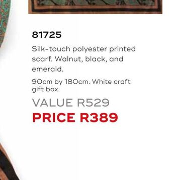 Silk-touch polyester printed scarf