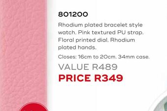 Honey Fashion Accessories Rhodium plated bracelet style watch. pink textured pu strap offer