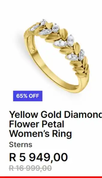 Sterns Yellow gold diamond flower petal women's ring offer