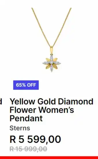 Sterns Yellow gold diamond flower women's pendant offer