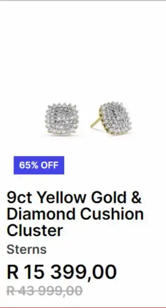9ct yellow gold & cushion cluster