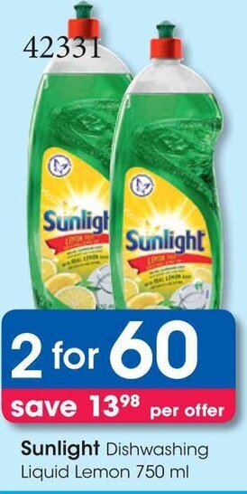 Sunlight Dishwashing Liquid Lemon 750 ml
