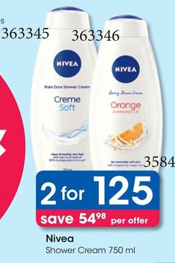 Clicks Nivea Shower Cream 750 ml offer
