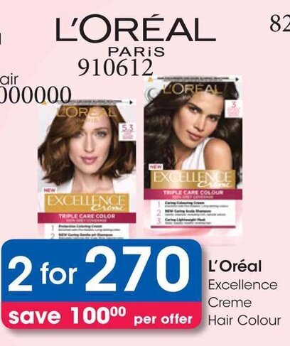 L'Oréal Excellence Creme Hair Colour offer at Clicks