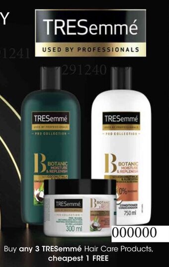 Buy any 3 TRESemmé Hair Care Products, cheapest 1 FREE